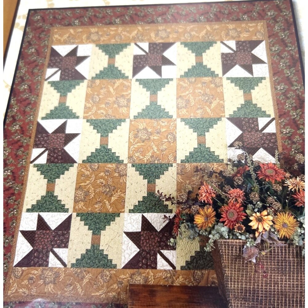 Leaf Swirl Quilt Pattern By Thimbleberries 78x90" Autumn Design